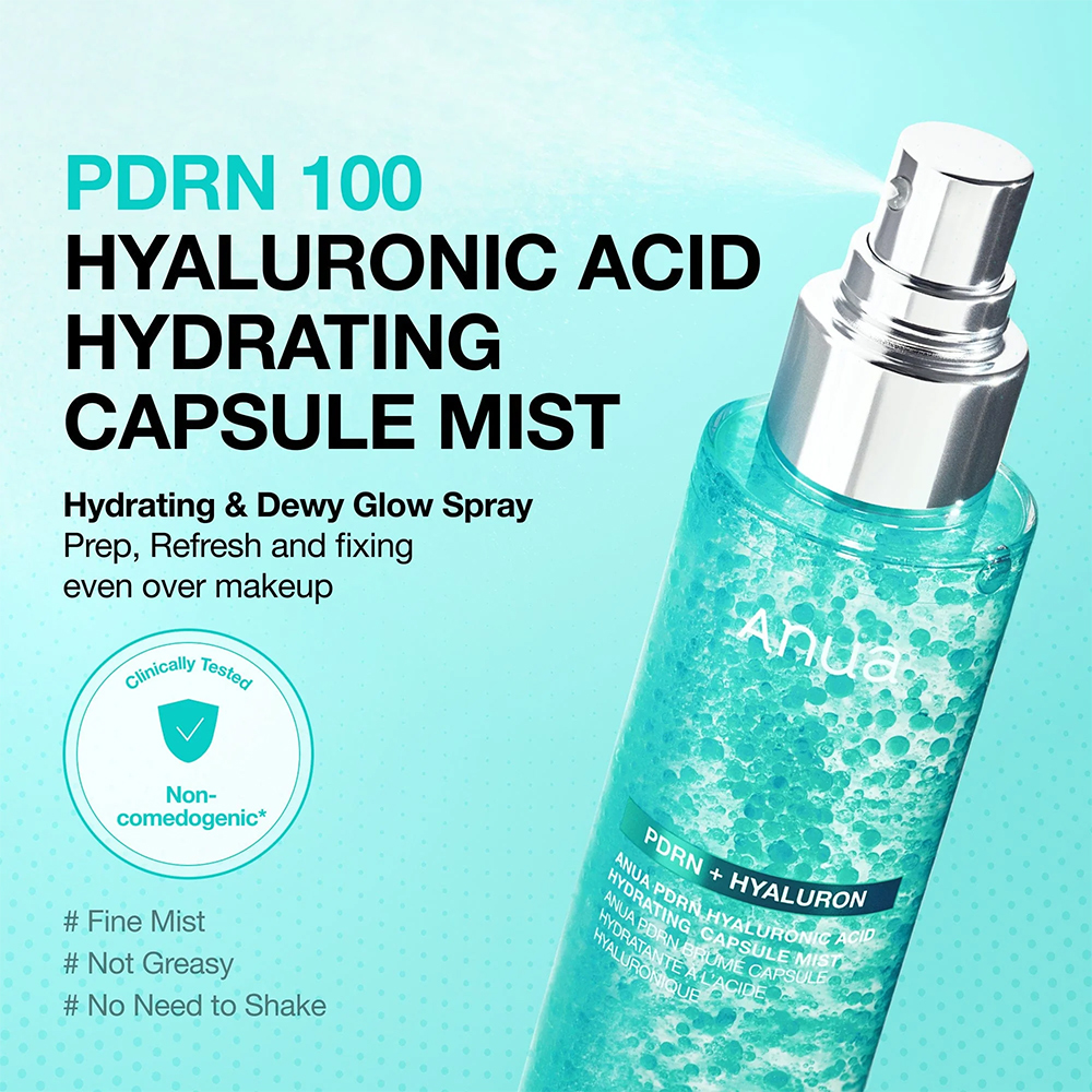 میست کپسولی هیالورونیک اسید و PDRN آنوا ( آبرسان، ترمیم کننده و جوانساز پوست) Anua PDRN Hyaluronic Acid Hydrating Capsule Mist - فروشگاه کهربا